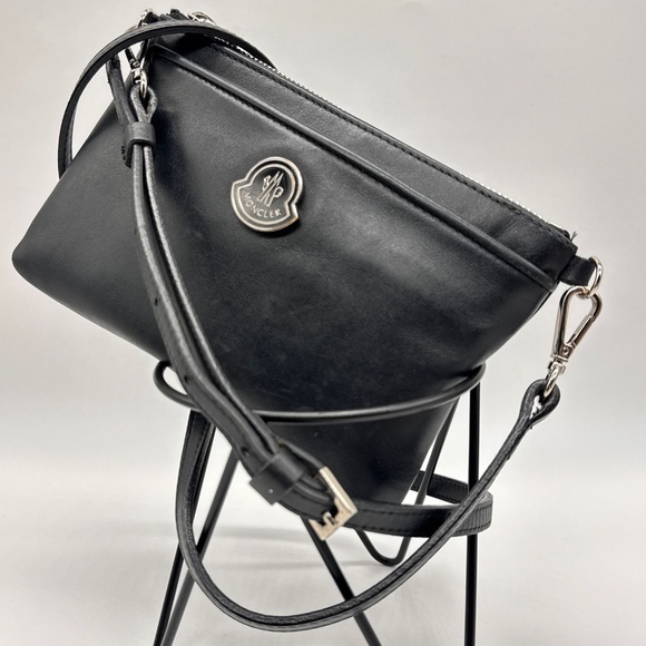 Moncler Authentic Leather Black Crossbody Waist Bag - Picture 12 of 16